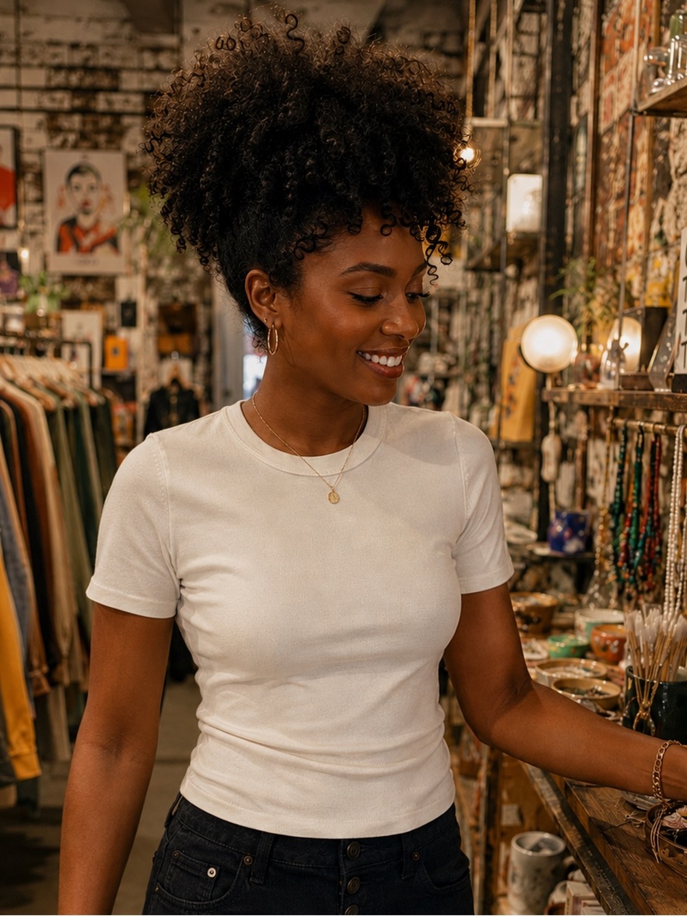 Zara Short Sleeve Crewneck Top in Off-White